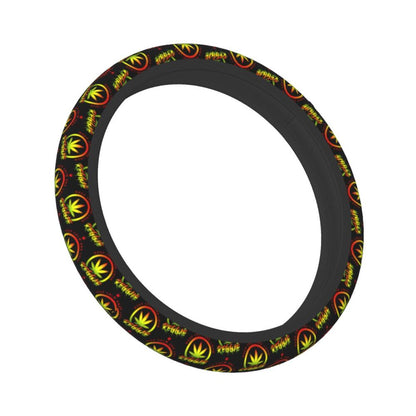 Cannabis Steering Wheel Cover – Anti-Slip Reggae Car Accessory - Color Shrooms