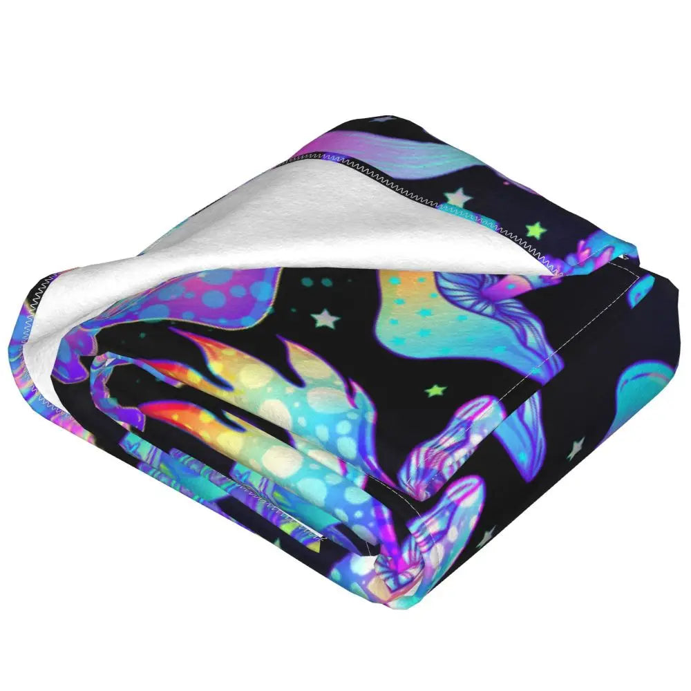 Magic Mushrooms Psychedelic Velvet Blanket - Color Shrooms