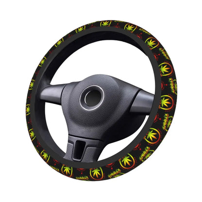 Cannabis Steering Wheel Cover – Anti-Slip Reggae Car Accessory - Color Shrooms