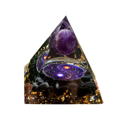 Orgonite Energy Pyramid – Amethyst Crystal Ball for Chakra Healing & Home Decor - Color Shrooms