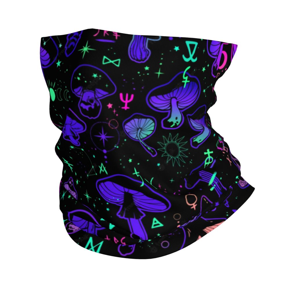 Neon Headband & Neck Warmer – 24 Psychedelic Magic Mushroom Designs - Color Shrooms