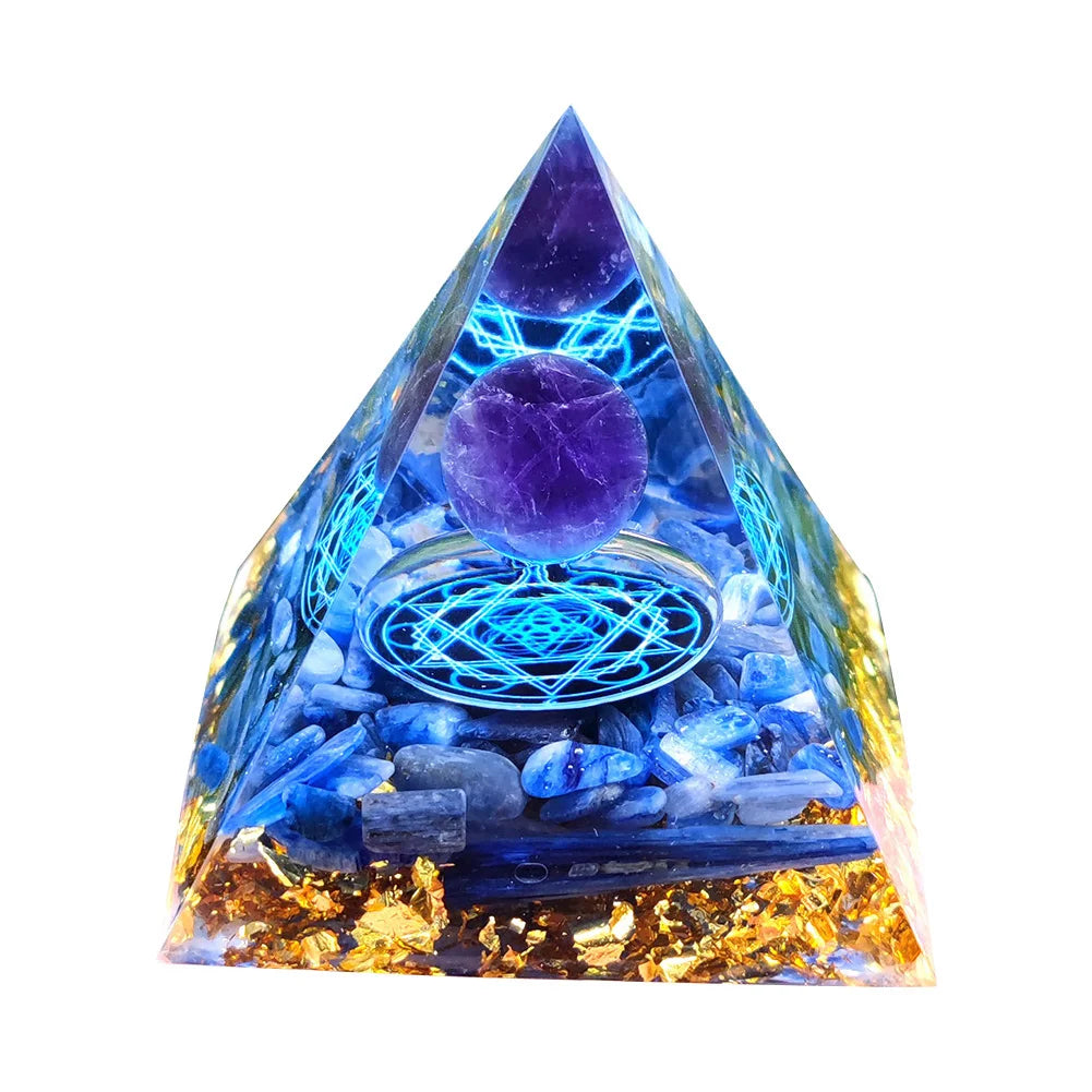 Orgonite Energy Pyramid – Amethyst Crystal Ball for Chakra Healing & Home Decor - Color Shrooms