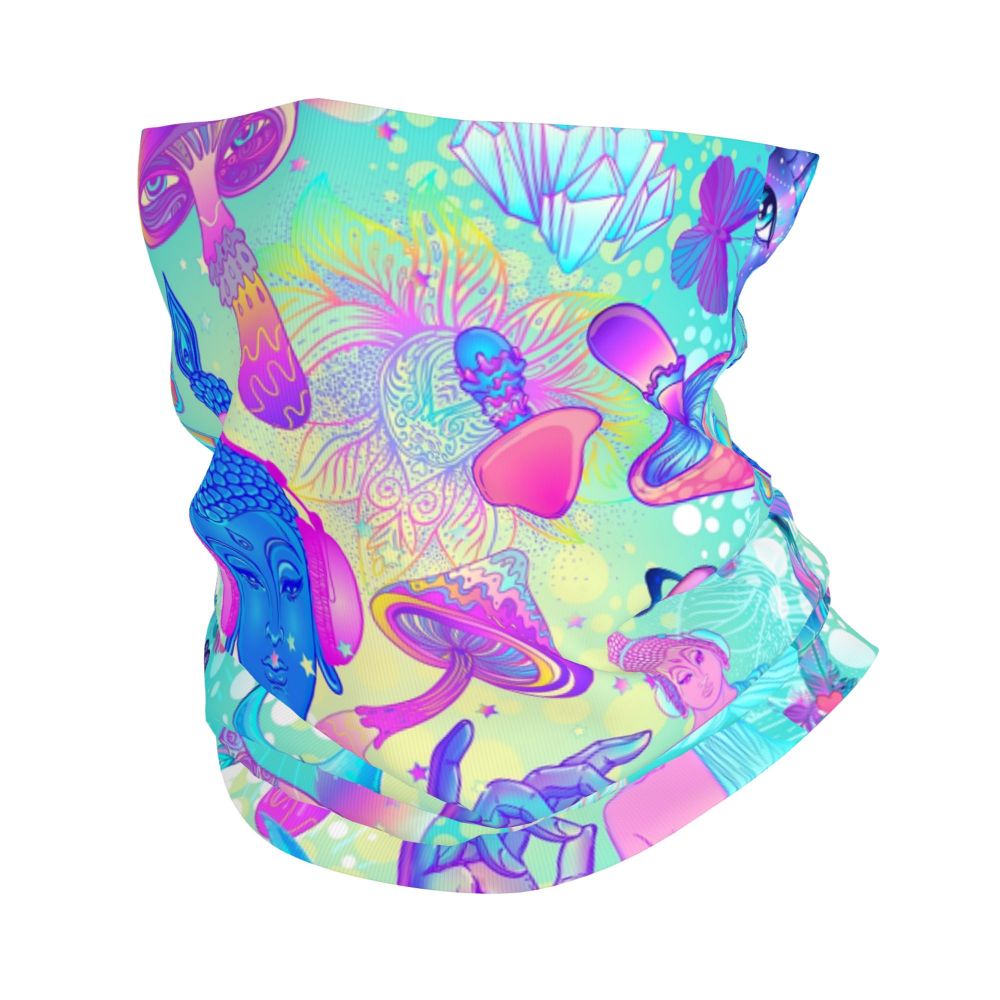 Neon Headband & Neck Warmer – 24 Psychedelic Magic Mushroom Designs - Color Shrooms