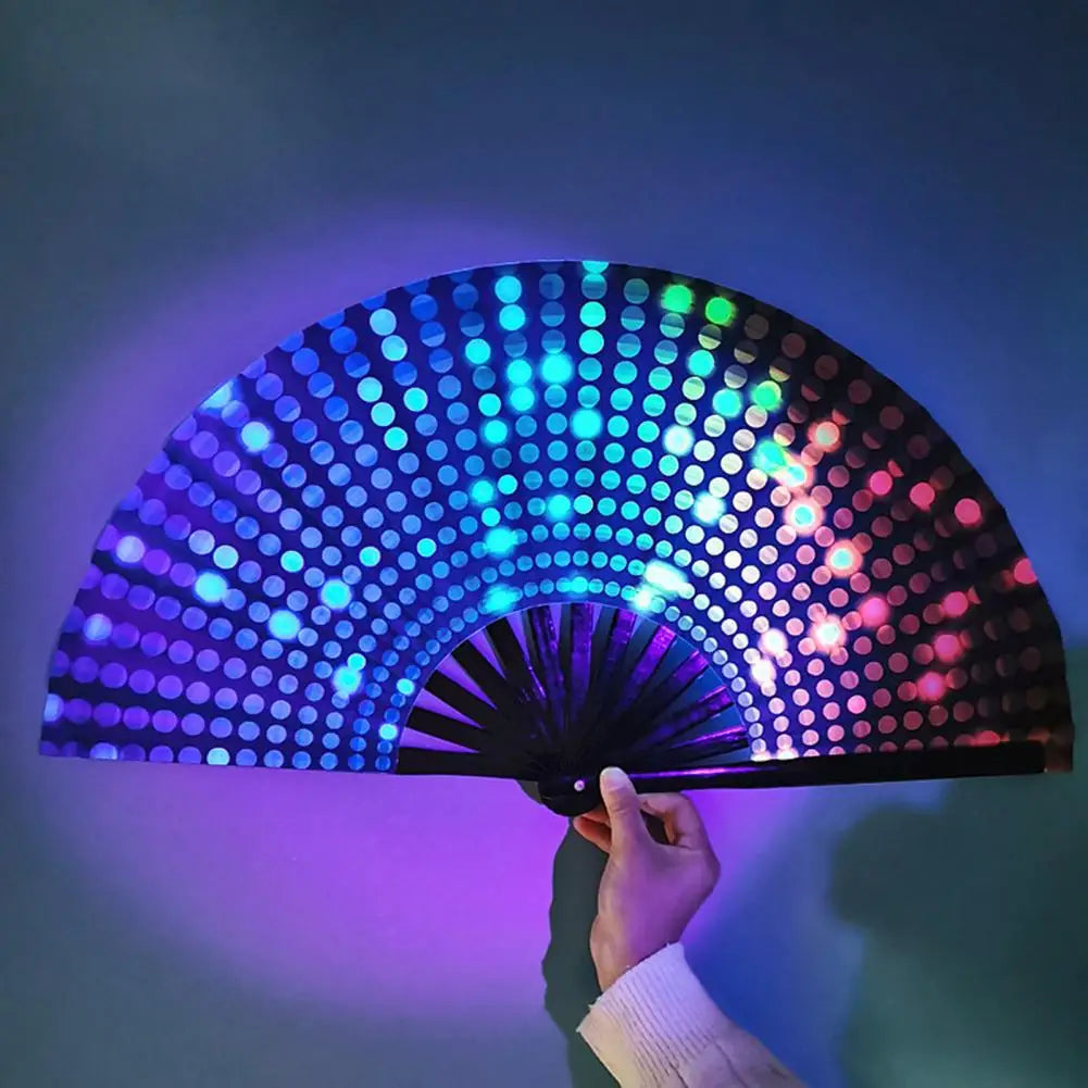 Holographic Fan – Colorful Bamboo Rave Fan - Color Shrooms