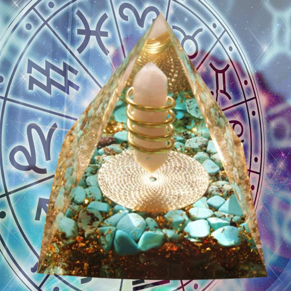 Orgonite Energy Pyramid – Amethyst Crystal Ball for Chakra Healing & Home Decor - Color Shrooms