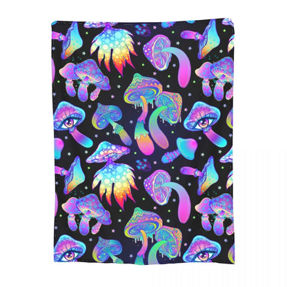 Magic Mushrooms Psychedelic Velvet Blanket - Color Shrooms