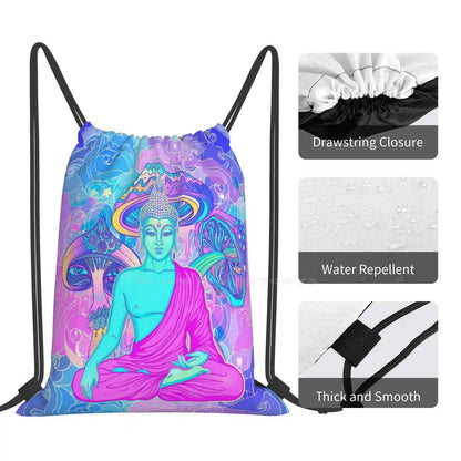 Trippy Buddha Backpack – Colorful 60s-Inspired Acid Doodle Design - Color Shrooms