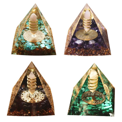 Orgonite Energy Pyramid – Amethyst Crystal Ball for Chakra Healing & Home Decor - Color Shrooms