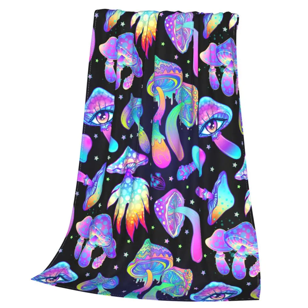 Magic Mushrooms Psychedelic Velvet Blanket - Color Shrooms