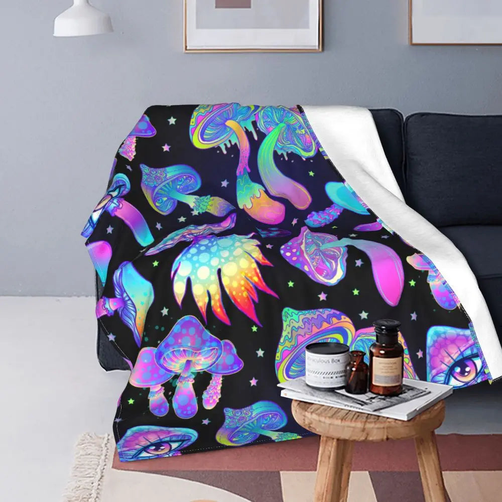 Magic Mushrooms Psychedelic Velvet Blanket - Color Shrooms