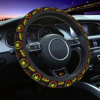 Cannabis Steering Wheel Cover – Anti-Slip Reggae Car Accessory - Color Shrooms