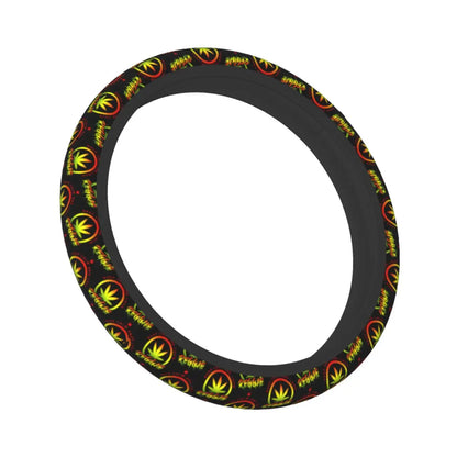 Cannabis Steering Wheel Cover – Anti-Slip Reggae Car Accessory - Color Shrooms