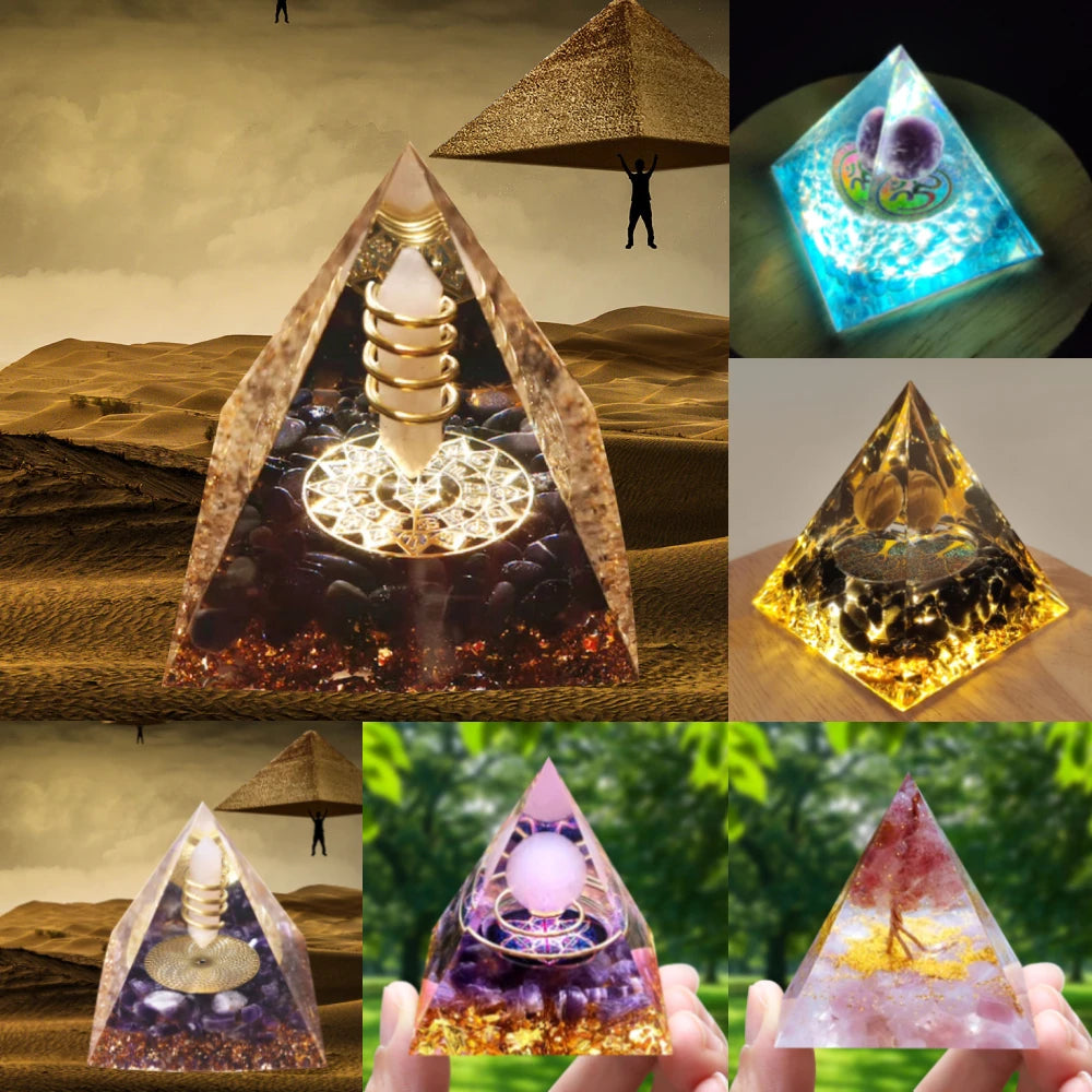 Orgonite Energy Pyramid – Amethyst Crystal Ball for Chakra Healing & Home Decor - Color Shrooms