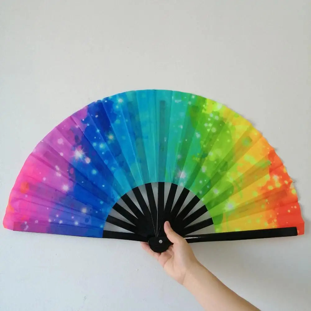 Holographic Fan – Colorful Bamboo Rave Fan - Color Shrooms