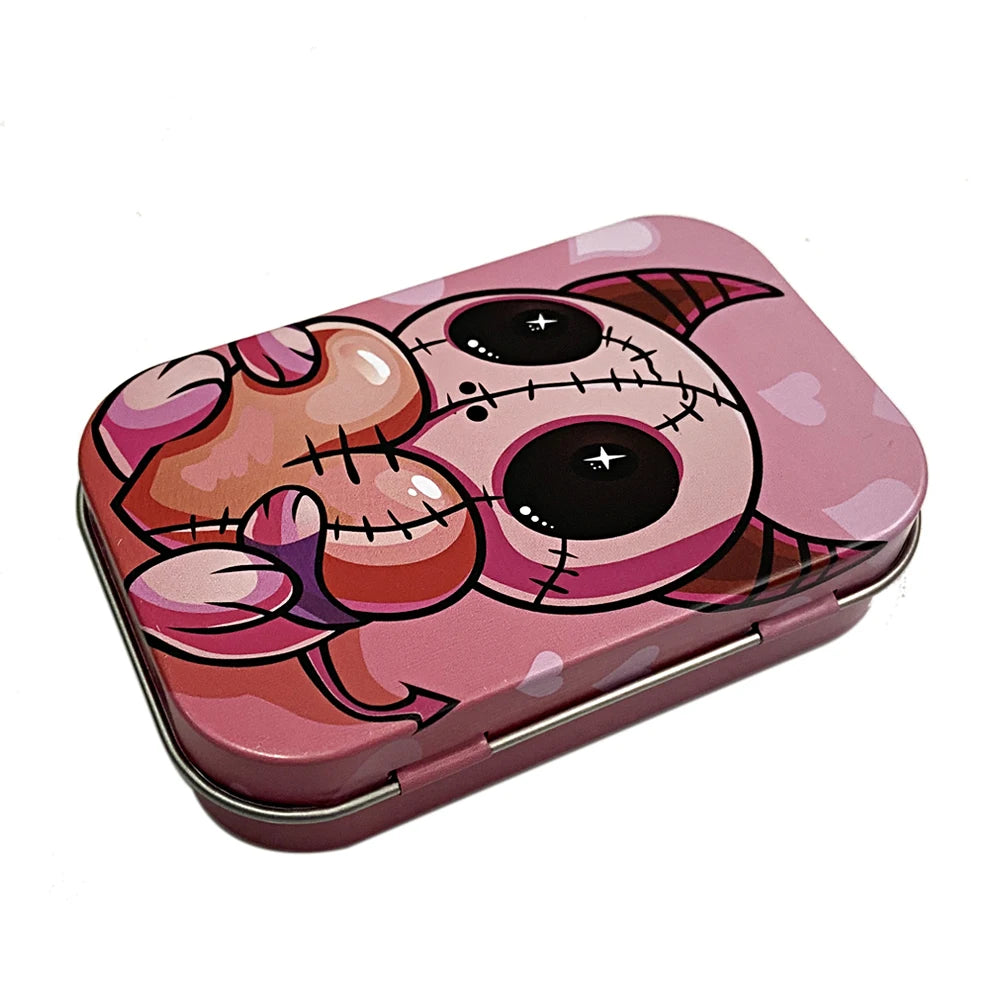 Flip Cap Metal Cigarette Case – Tinplate Storage Box for Tobacco, Coins, Keys & Accessories - Color Shrooms