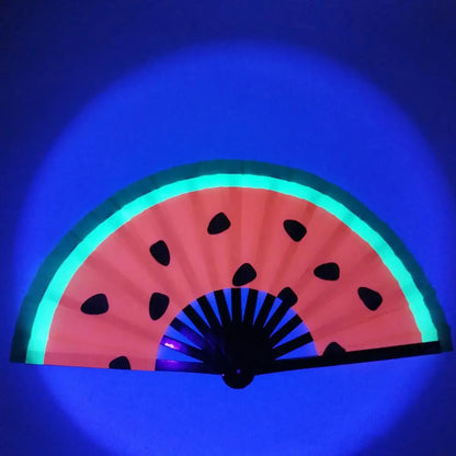 Holographic Fan – Colorful Bamboo Rave Fan - Color Shrooms