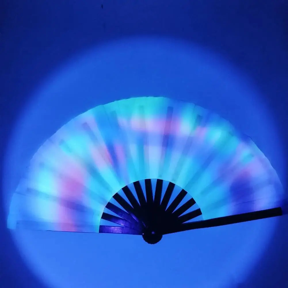 Holographic Fan – Colorful Bamboo Rave Fan - Color Shrooms