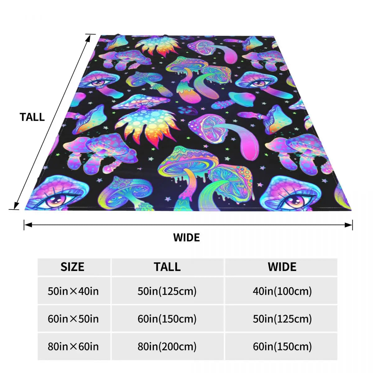 Magic Mushrooms Psychedelic Velvet Blanket - Color Shrooms