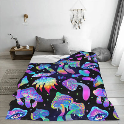 Magic Mushrooms Psychedelic Velvet Blanket - Color Shrooms