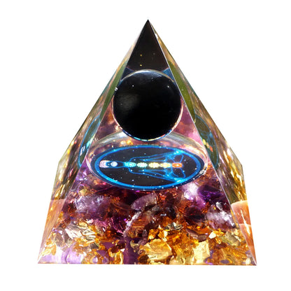 Orgonite Energy Pyramid – Amethyst Crystal Ball for Chakra Healing & Home Decor - Color Shrooms