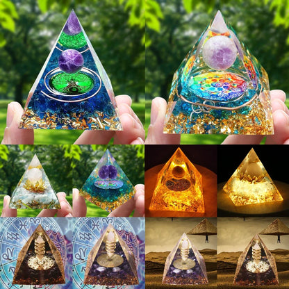 Orgonite Energy Pyramid – Amethyst Crystal Ball for Chakra Healing & Home Decor - Color Shrooms