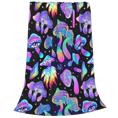 Magic Mushrooms Psychedelic Velvet Blanket - Color Shrooms