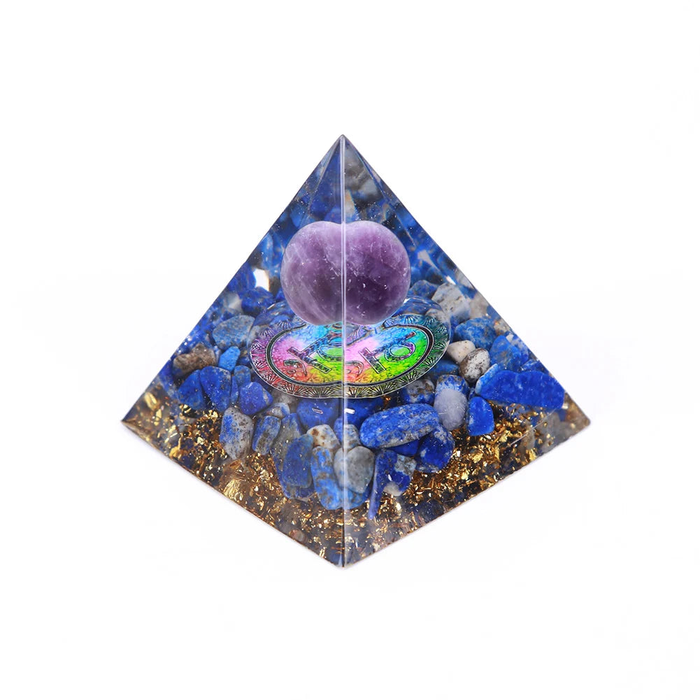 Orgonite Energy Pyramid – Amethyst Crystal Ball for Chakra Healing & Home Decor - Color Shrooms