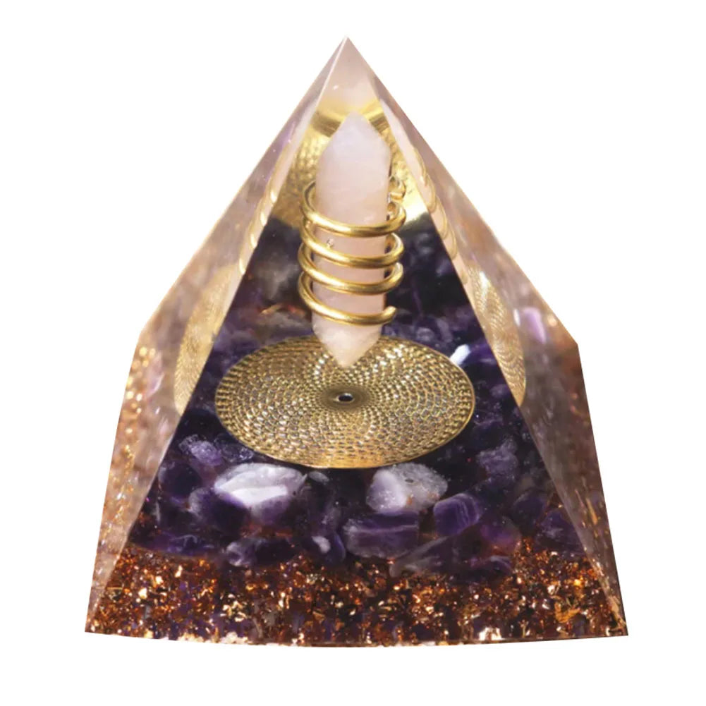 Orgonite Energy Pyramid – Amethyst Crystal Ball for Chakra Healing & Home Decor - Color Shrooms