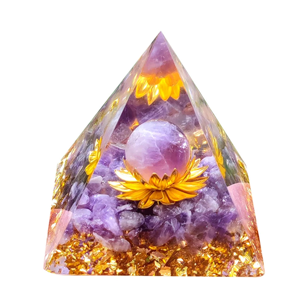 Orgonite Energy Pyramid – Amethyst Crystal Ball for Chakra Healing & Home Decor - Color Shrooms