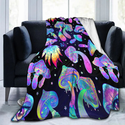 Magic Mushrooms Psychedelic Velvet Blanket - Color Shrooms