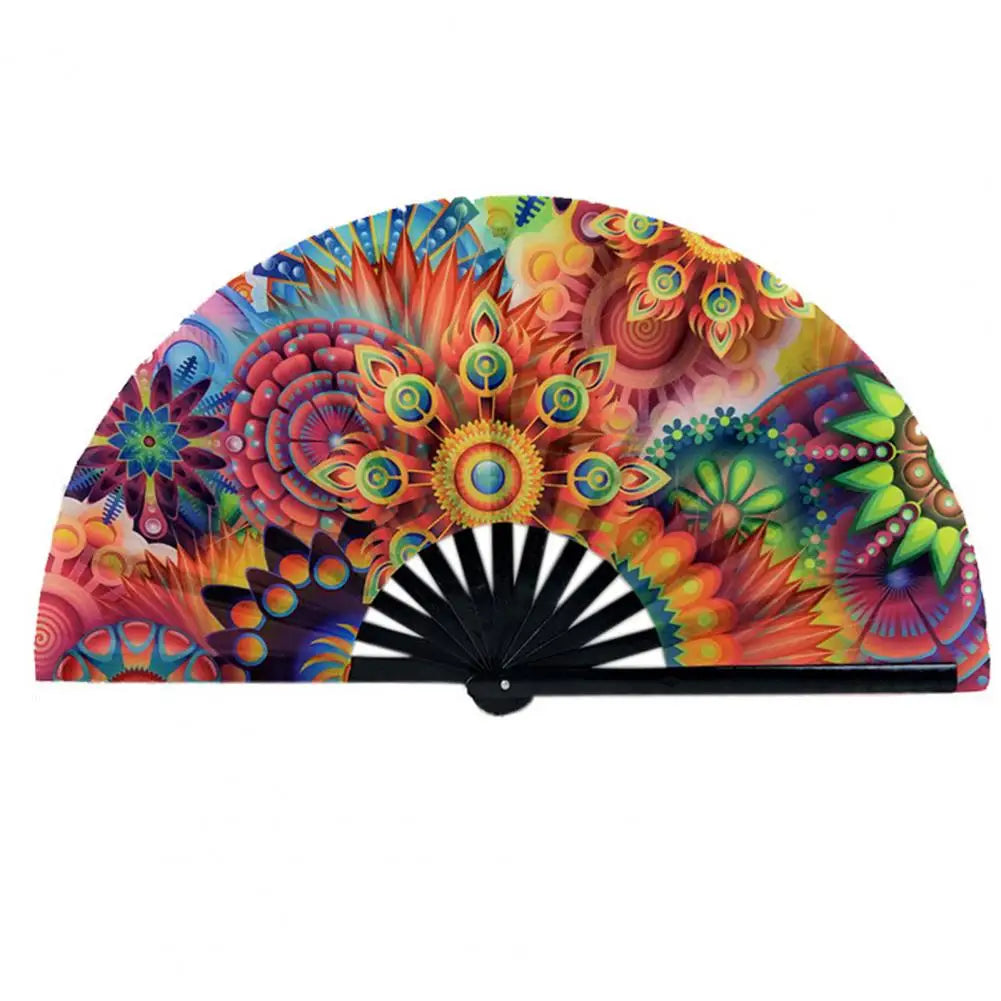 Holographic Fan – Colorful Bamboo Rave Fan - Color Shrooms