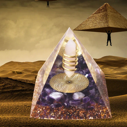 Orgonite Energy Pyramid – Amethyst Crystal Ball for Chakra Healing & Home Decor - Color Shrooms