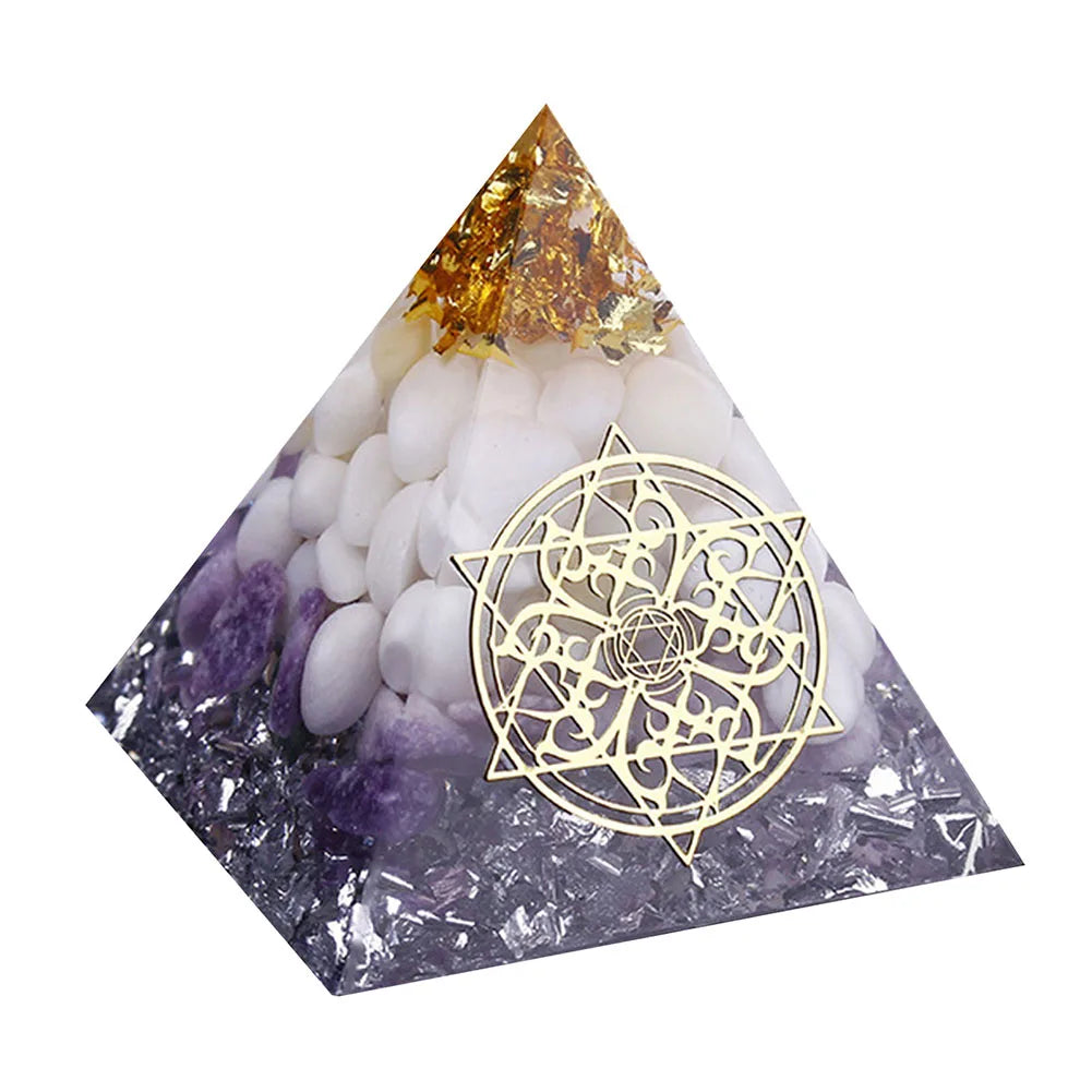 Orgonite Energy Pyramid – Amethyst Crystal Ball for Chakra Healing & Home Decor - Color Shrooms