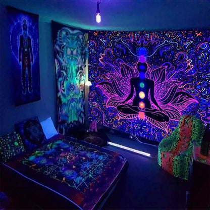 Psychedelic Tree of Life Tapestry – 13 Unique Designs That Glow Under UV Light - Color Shrooms