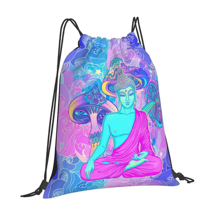 Trippy Buddha Backpack – Colorful 60s-Inspired Acid Doodle Design - Color Shrooms