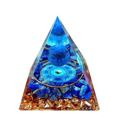 Orgonite Energy Pyramid – Amethyst Crystal Ball for Chakra Healing & Home Decor - Color Shrooms