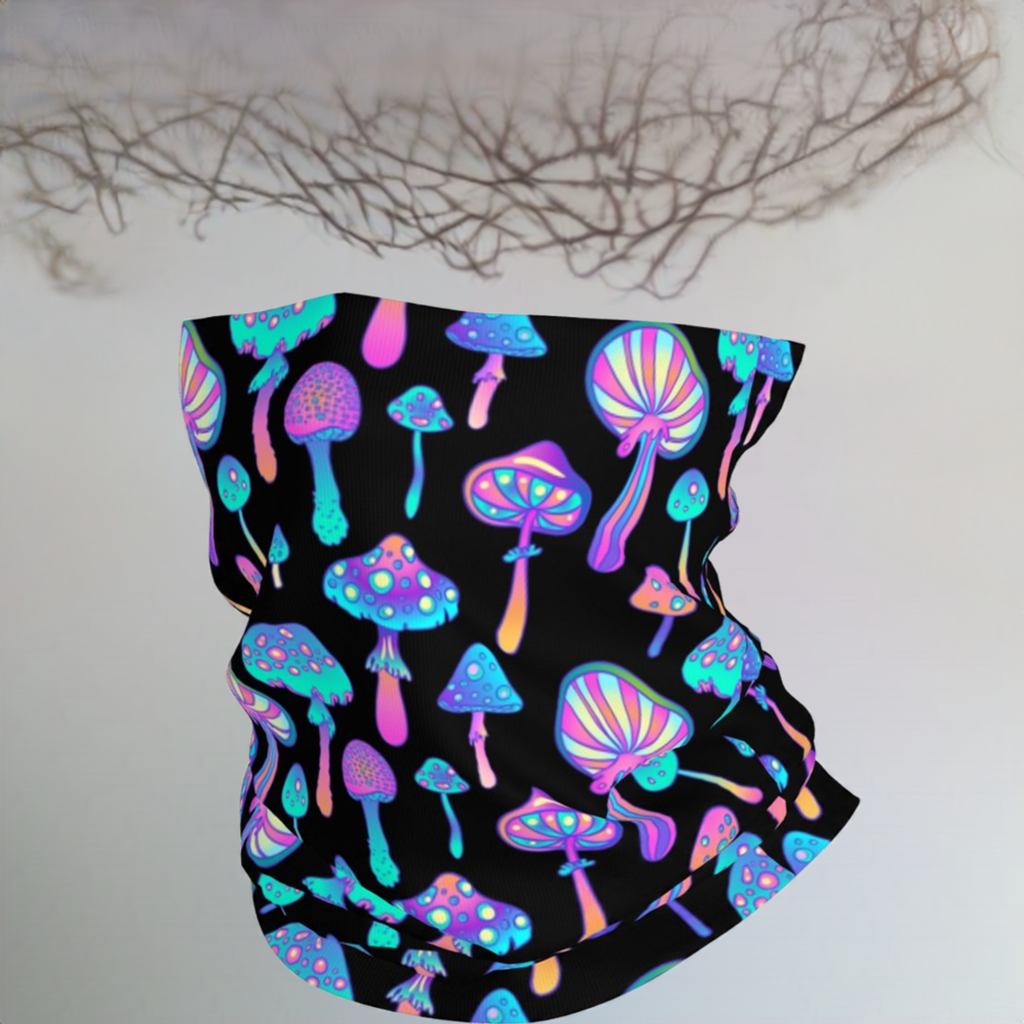 Neon Headband & Neck Warmer – 24 Psychedelic Magic Mushroom Designs - Color Shrooms